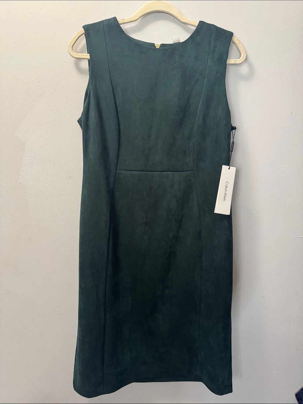 Calvin Klein NWT Emerald Green Velour Sheath Dress Size 12 - Picture 1 of 3